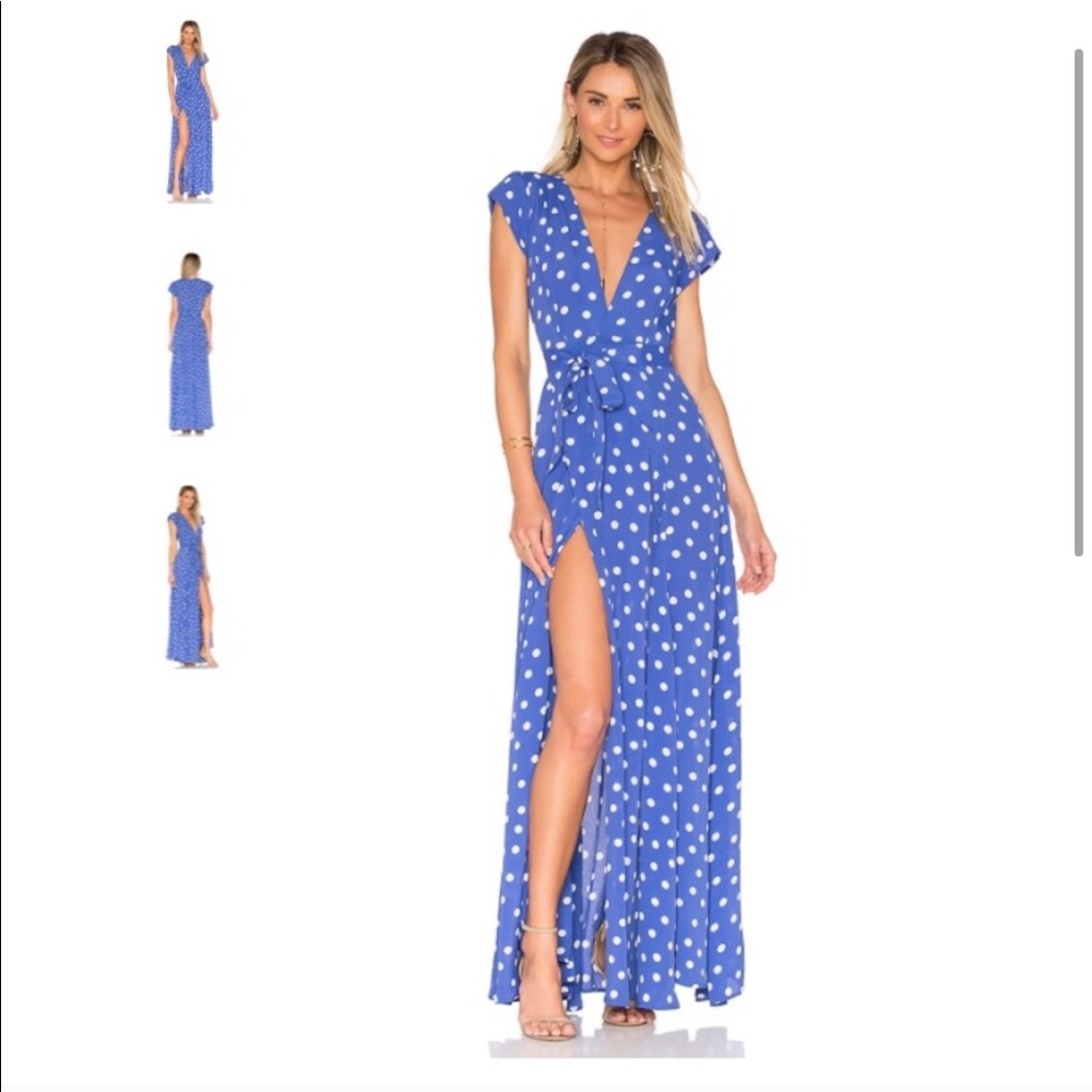 Tularosa Blue Sid Polka-dot Maxi Dress